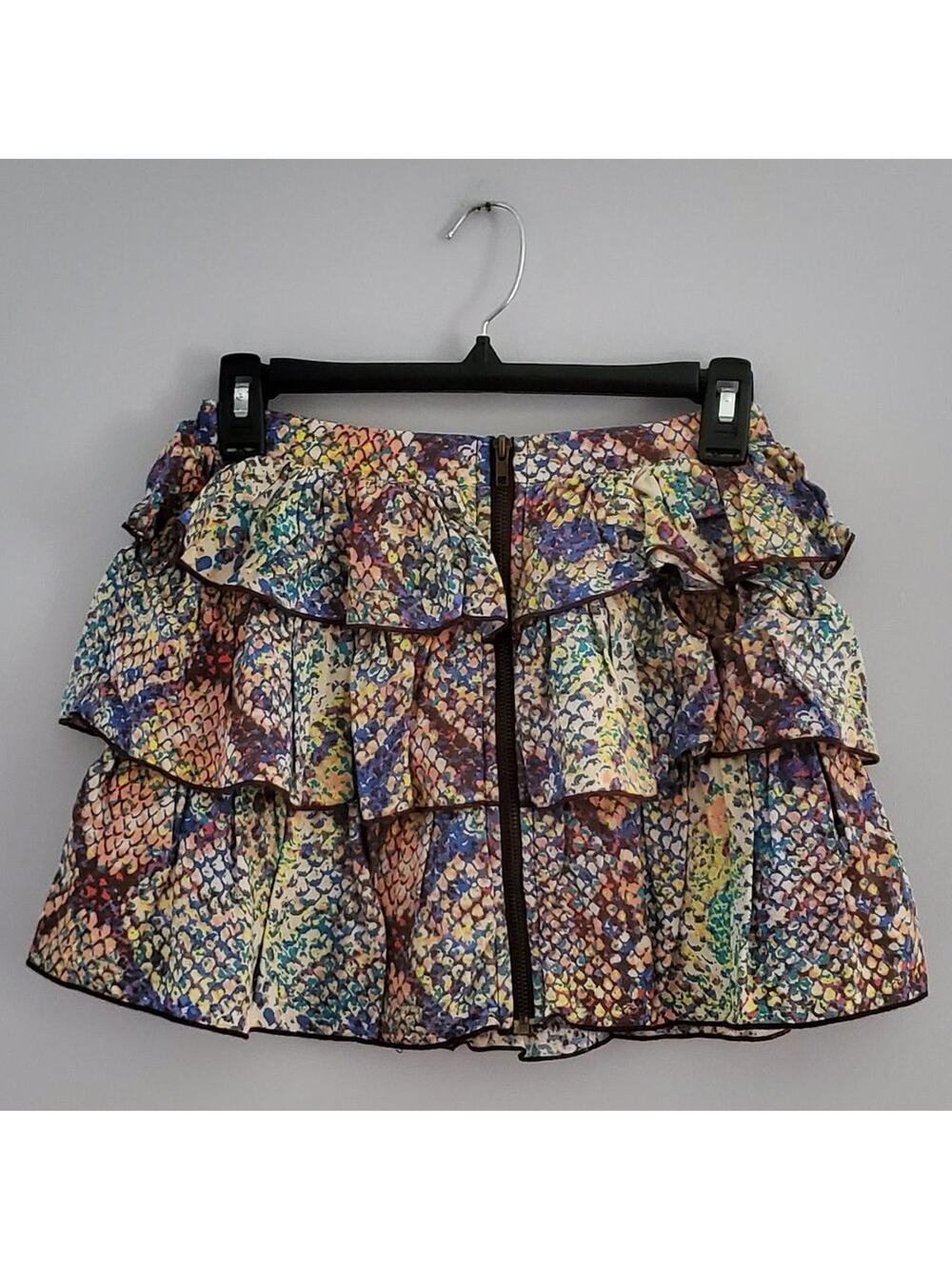 Wet Seal Colorful Snakeskin Pattern Tiered Layered Mini Skirt Size S